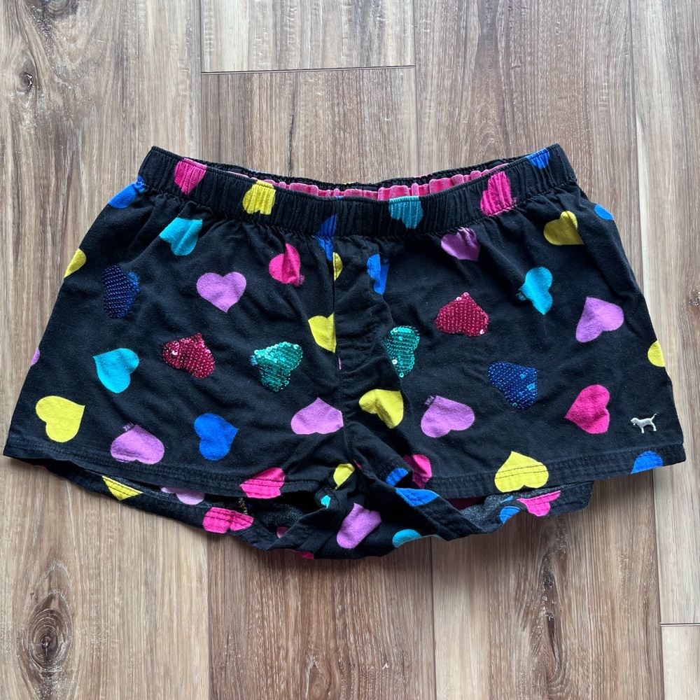 Victoria's Secret PINK Sequin Heart Shorts, Size Small 🩷🩵💜